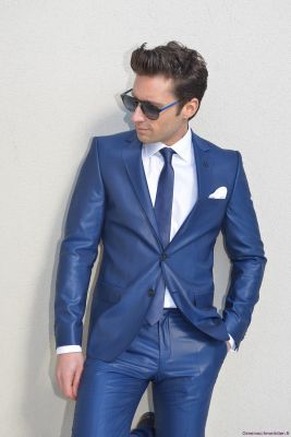 Costume de mariage Karl Lagerfeld bleu royal